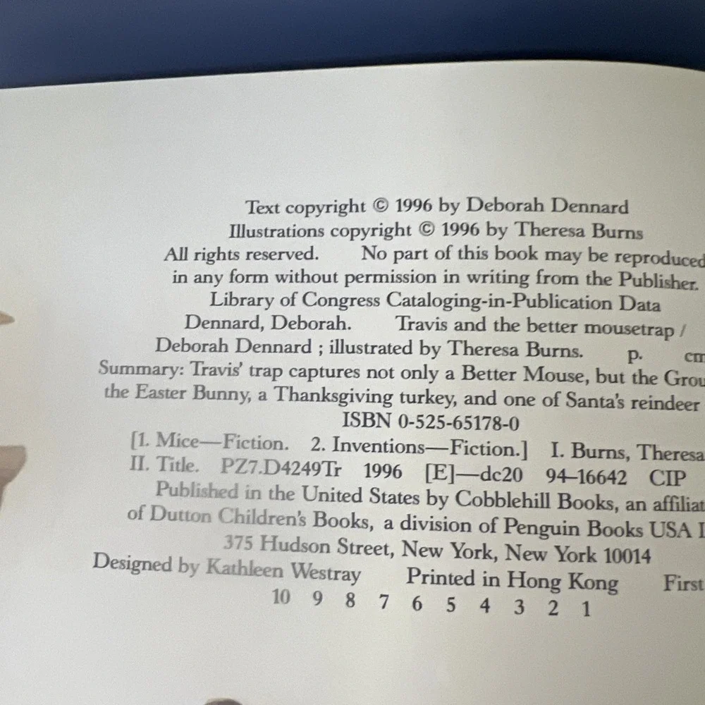 Travis and the Better Mousetrap Hardcover Deborah‎ Dennard 1996 Autographed Copy